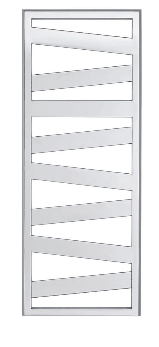 Sèche-serviettes Kazeane eau chaude robinet en H coudé chromé, 261W (dT50), haut 965 mm, larg. 500 mm, raccordement 4 orifices par le bas, entraxe 50 mm centré ou excentré, A/R réversible, Finition Chromée Réf. KZO-100-050