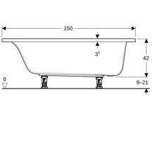 Baignoire rectangulaire Geberit Renova Plan avec pieds, longueur 150cm, largeur 70cm  Réf.554.311.01.1