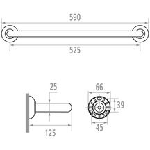 Porte-serviettes TRIOLO 1 branche fixe 52,5 cm, tube en acier, fixations invisibles, embases résine de synthèse, époxy blanc réf. 013160