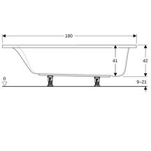 Baignoire rectangulaire Geberit Renova Plan avec pieds, longueur 180cm, largeur 80cm  Réf.554.316.01.1
