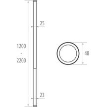 Tringle de douche TRIOLO extensible de 120 à 220 cm, tube en aluminium D 25 mm, époxy blanc réf. 013420