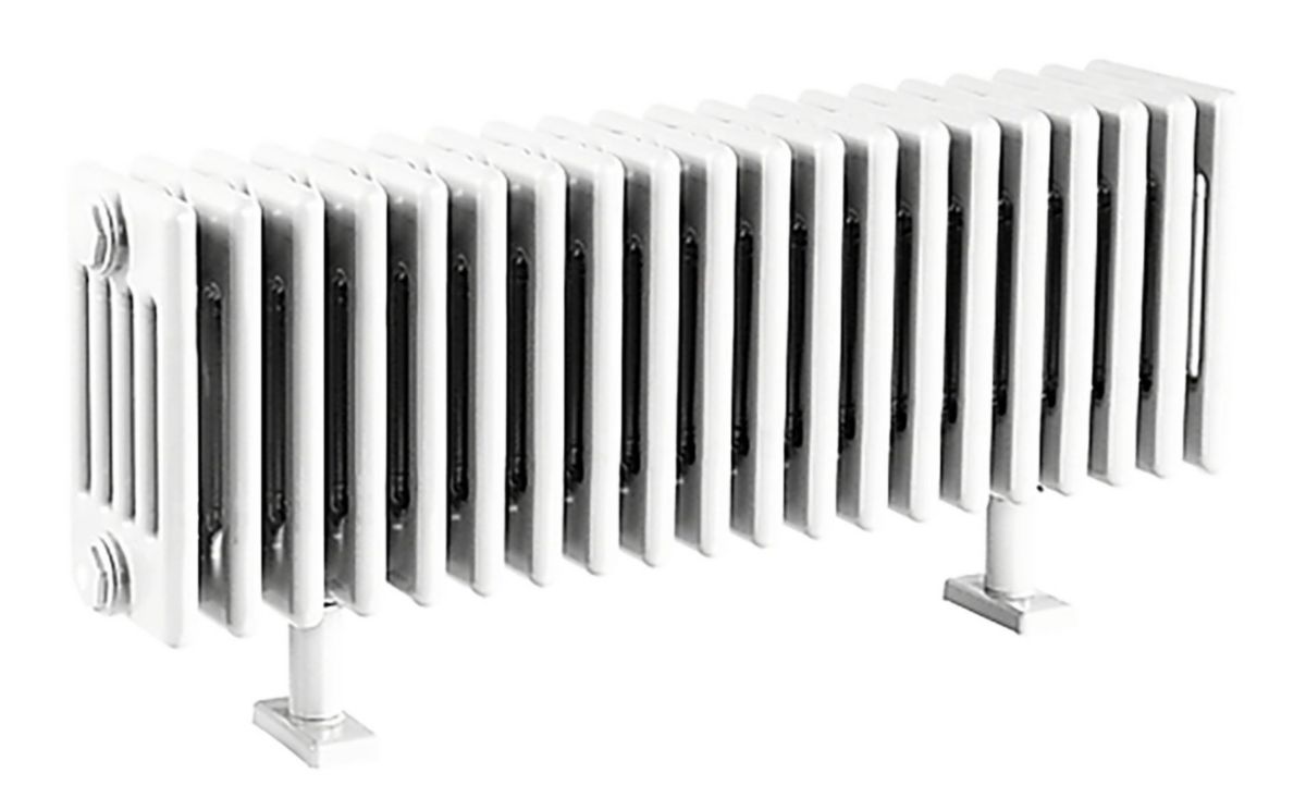 Radiateur eau chaude Acova Vuelta plinthe, puissance 2648W (dT50), hauteur 500 mm, largeur 1820 mm, 39 éléments, raccordement spécial 6 orifices avec pastillage adaptable, Blanc RAL 9016 Réf. M6C5-39-040