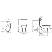 Pack WC ODEON UP surélevé, 68 x 36,5 cm, sortie horizontale, alimentation latérale, mécanisme économiseur d'eau 2,6 / 4 L, abattant Thermodur à charnières métal 8407K, blanc Réf. E0523-00