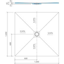 Fundo Ligno Plus receveur, écoulement centré, 1200x1200x23mm Réf. 072070017