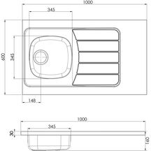 Evier à poser ISEO 1000 1 cuve inox 18/10 nu, Lisse