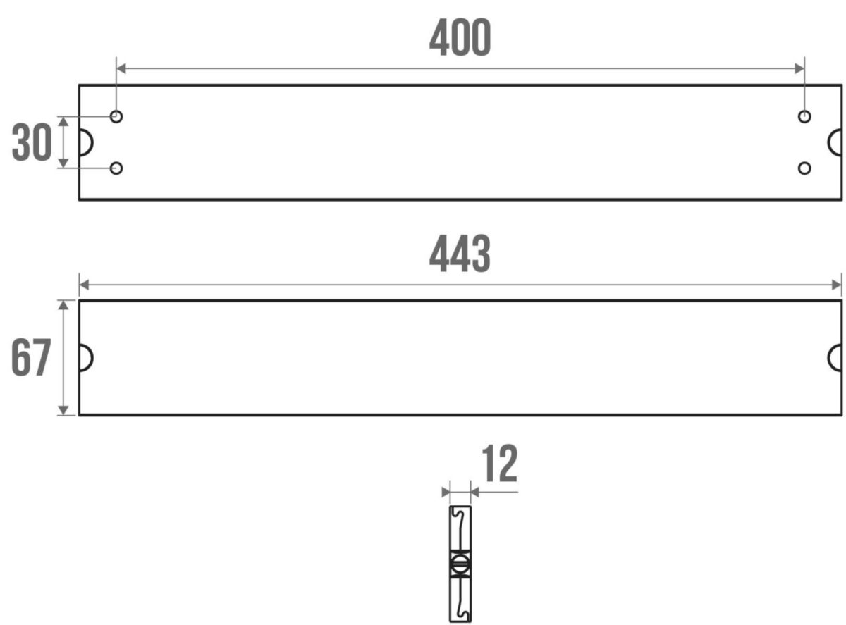 Rail cache alu anodisé avec verrou résine anthracite, 443 mm réf. 44040