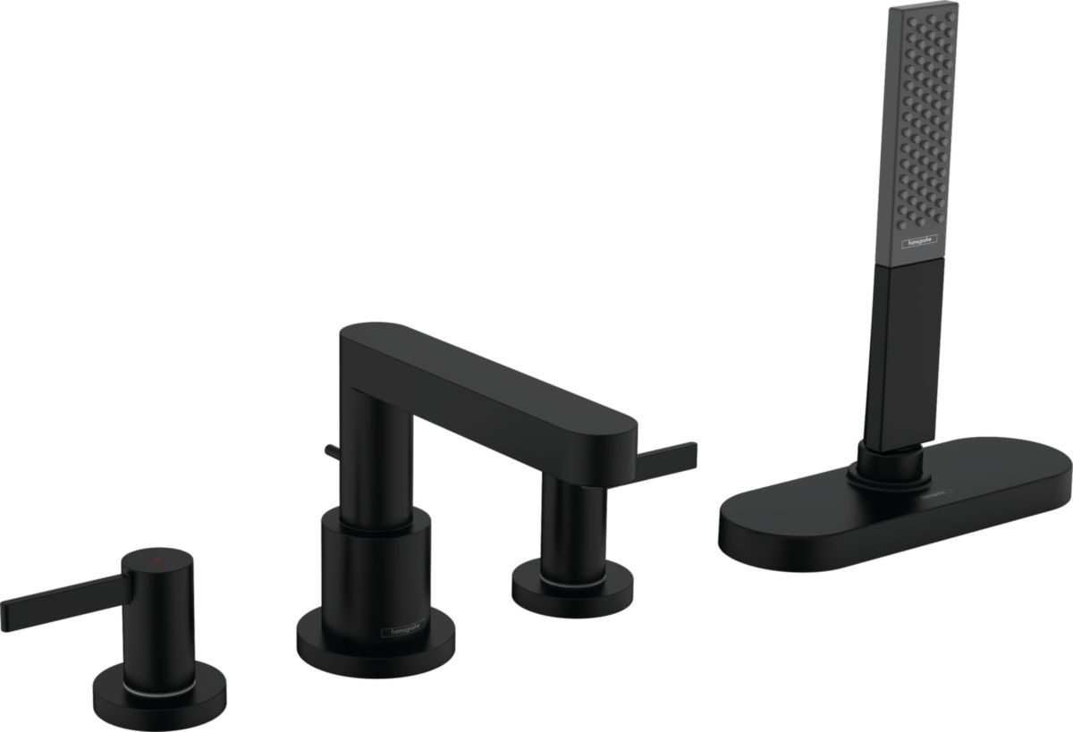 Set de finition mélangeur Finoris 4 trous pour montage sur bord de baignoire avec sBox noir mat Réf : 76444670