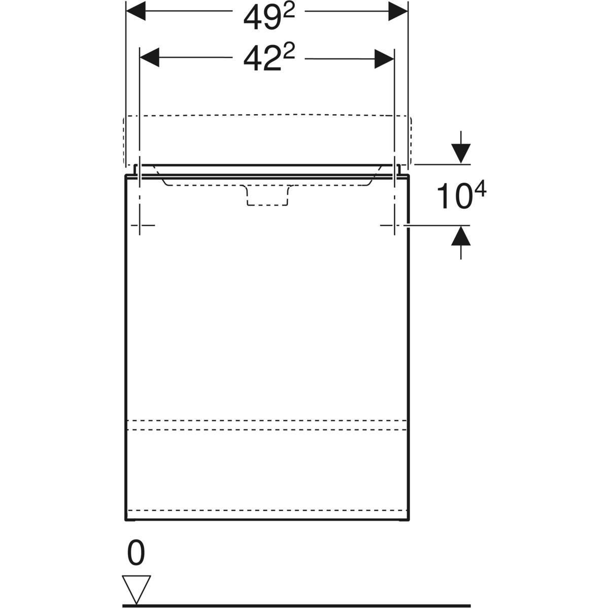 Meuble bas Geberit Smyle Square pour lave-mains, avec une porte: Largeur 49.2cm, Hauteur 61.7cm, Profondeur 40.6cm, gris velouté / laqué mat, gris velouté / thermopoudré mat, Largeur de lavabo=50cm, Charnières à droite