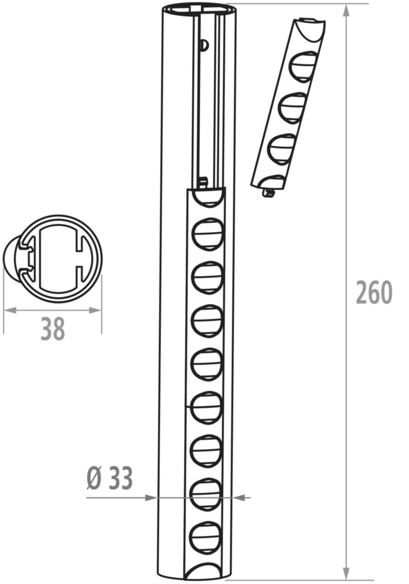 Barre d'appui droite ERGOSOFT 26 cm, profil en aluminium recouvert de PVC structuré ergonomique D 33 mm, rosaces polyamide, blanc réf. 046425