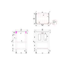 Meuble de SDB 580mm 2 portes et une tablette bleu mat et poignées chromes Réf. RIVF580B