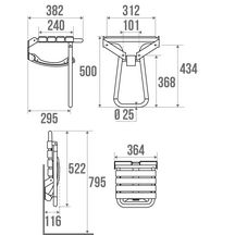 Siège de douche escamotable avec béquille automatique H 500 mm, gris réf. 047642