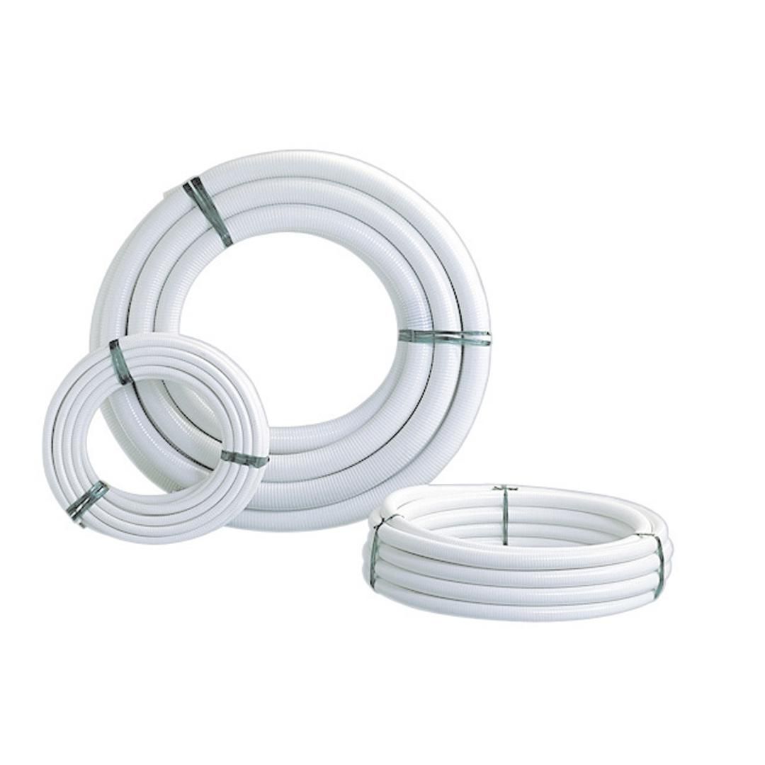 Tuyau flexible en PVC  paroie blanche pour circuit de filtration piscine - Diamètre Ø63 - Couronne de 25 m