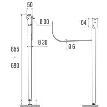 Béquille de soutien pour barre d'appui relevable aluminium époxy blanche réf. 048810