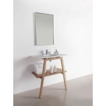 Meuble BALTIC L80 x l.48 x H90 cm, avec pieds pour lavabo en solid surface. Console en chêne massif, finition chêne, 1 étagère.