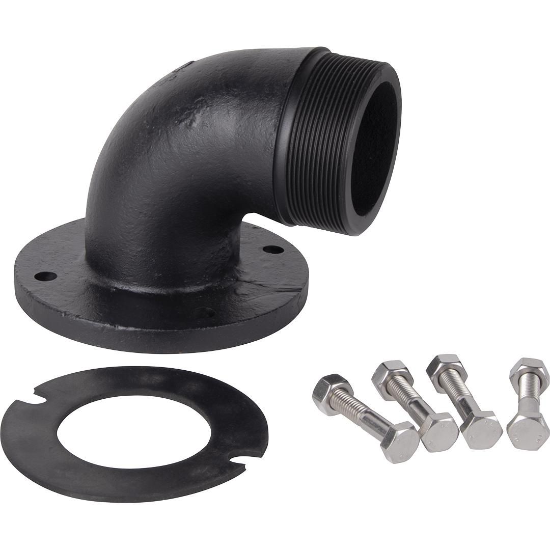 Kit coude de refoulement tarudé M.3" pour pompe SEMISOM 650L/L+ - Fixation côté pompe par bride - Pieds à visser compris.