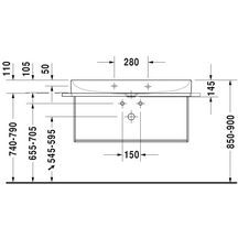 Console métallique suspendue DURASQUARE L106,3 x l.45,1 cm, finition noir, avec porte-serviettes gauche/droite réversible