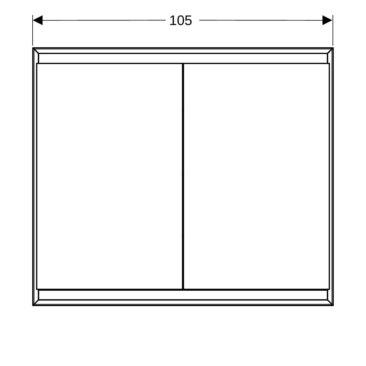 Armoire de toilette Geberit ONE, avec ComfortLight, deux portes, montage encastré, 105x90cm, aluminium anodisé réf : 505.804.00.1