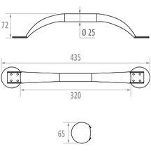 Barre d'appui droite 37 cm monopoutre, tube D 25 mm, fixations invisibles, acier inoxydable, inox brossé réf. 049430