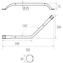 Barre d'appui coudée angle 135° symétrique, 33 x 33 cm, tube D 25 mm, fixations invisibles, acier inoxydable, inox poli brillant réf. 049790