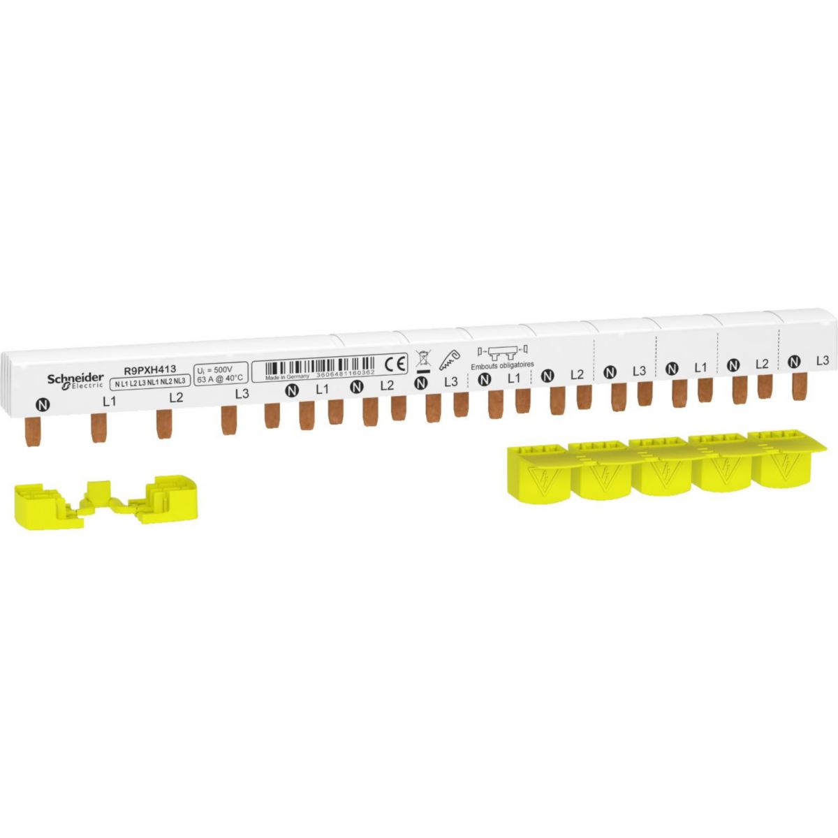 Peigne 3P+N 63A 13 modules Réf.R9PXH413