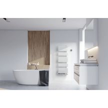 Sèche-serviette Alterna Concerto Asymétrique eau chaude soufflant 655w+1000w 1540/550 blanc mat collecteurs à droite