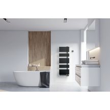 Sèche-serviette Alterna Concerto Asymétrique eau chaude soufflant 655w+1000w 1540/550 noir mat collecteurs à droite