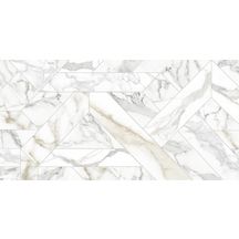 Grès cérame Naxos Rhapsody white rectifié poli outline décor 60 x 120 cm 0118713