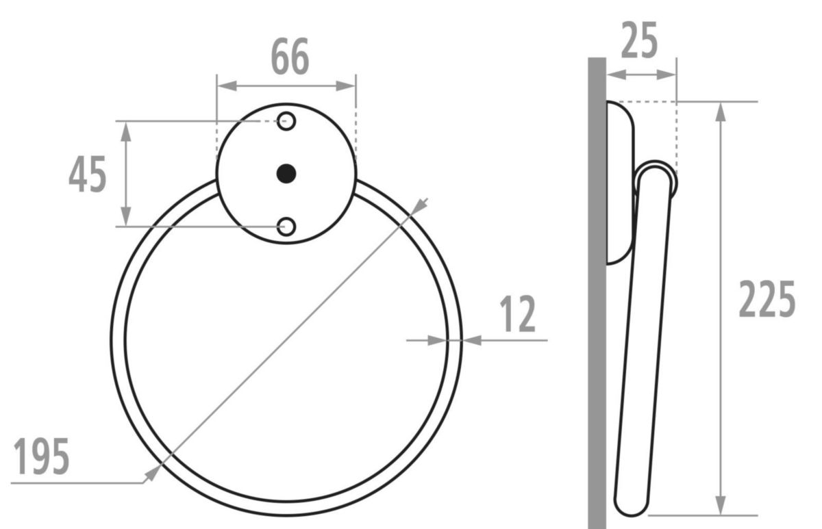 Porte-serviettes anneau D 220 mm, tube en acier D 10 mm, époxy blanc réf. 841175