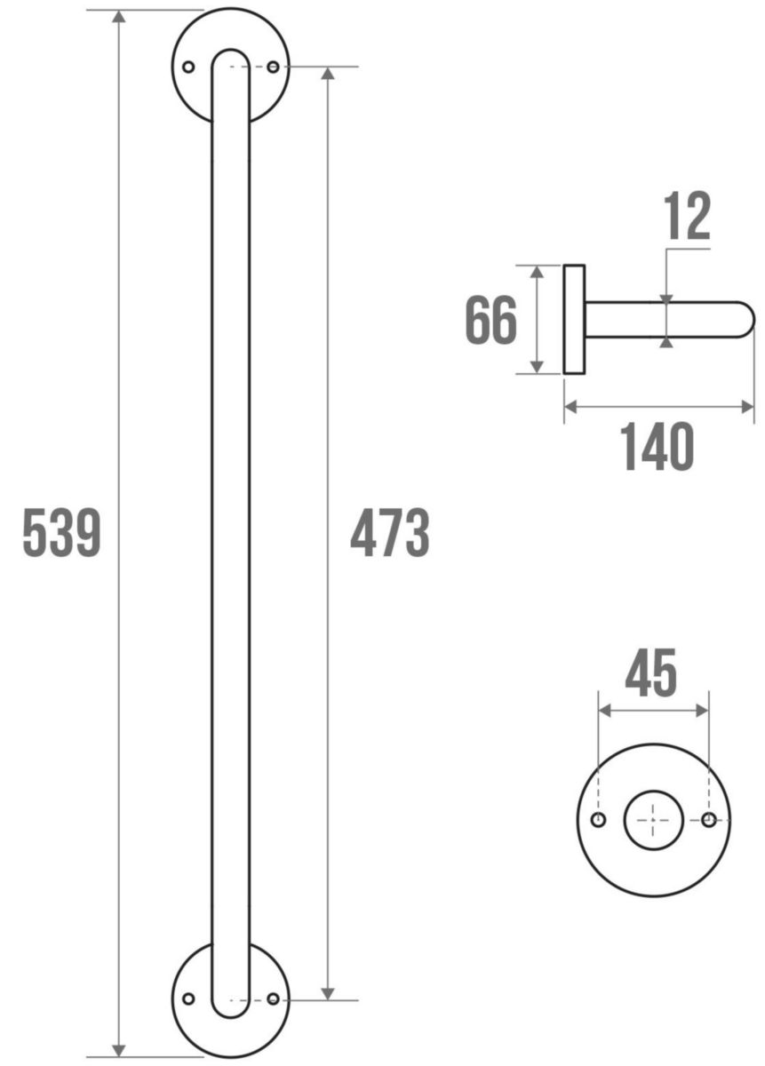 Porte-serviettes avec 2 branches fixes, 47,3 cm, tube en acier D 12 mm, époxy blanc réf. 841223