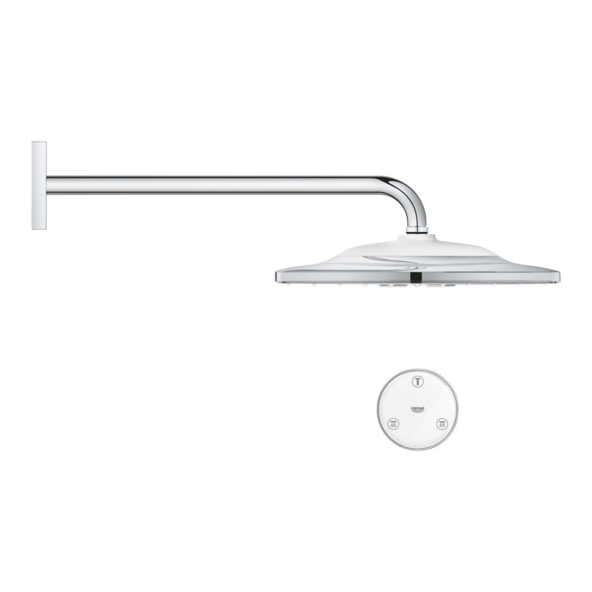 Set de douche de tête avec bras 422 mm, 2 jets Rainshower SmartConnect 310 Cube Chromé 26642000