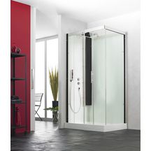 Cabine de douche HORIZON2 coulissante receveur bas 120 mitigeur thermostatique couleur perle noire réf. CA114N12