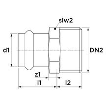 Mamelon SP4243 femelle à sertir - mâle à visser D54-50x60 pour tube cuivre réf 4243GVW542