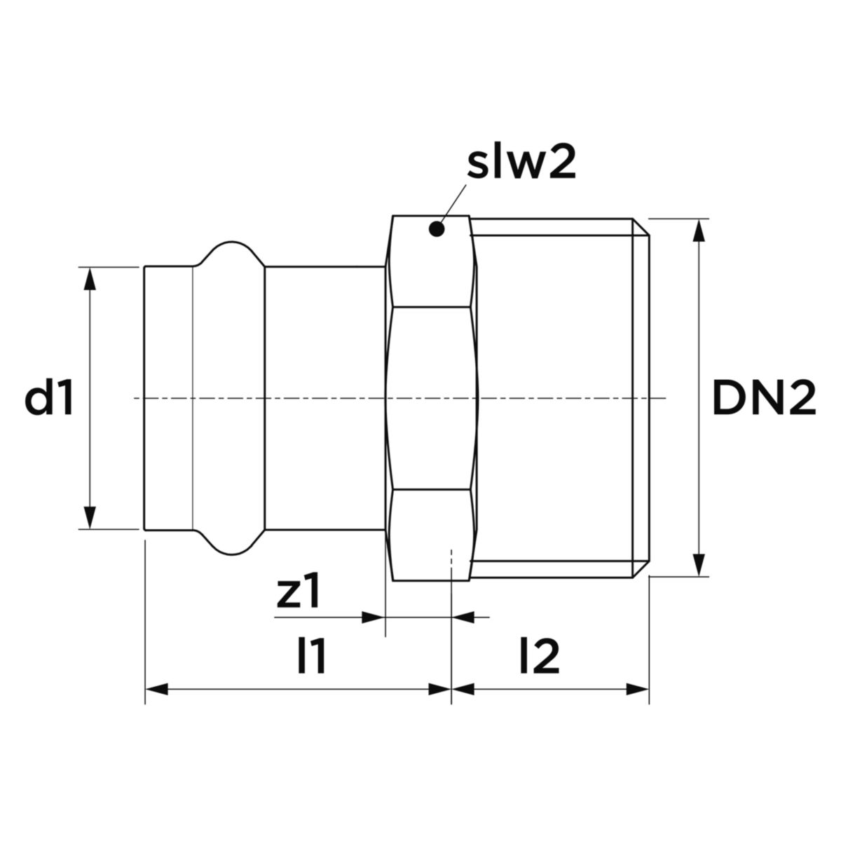 Mamelon SP4243 femelle à sertir - mâle à visser D54-50x60 pour tube cuivre réf 4243GVW542