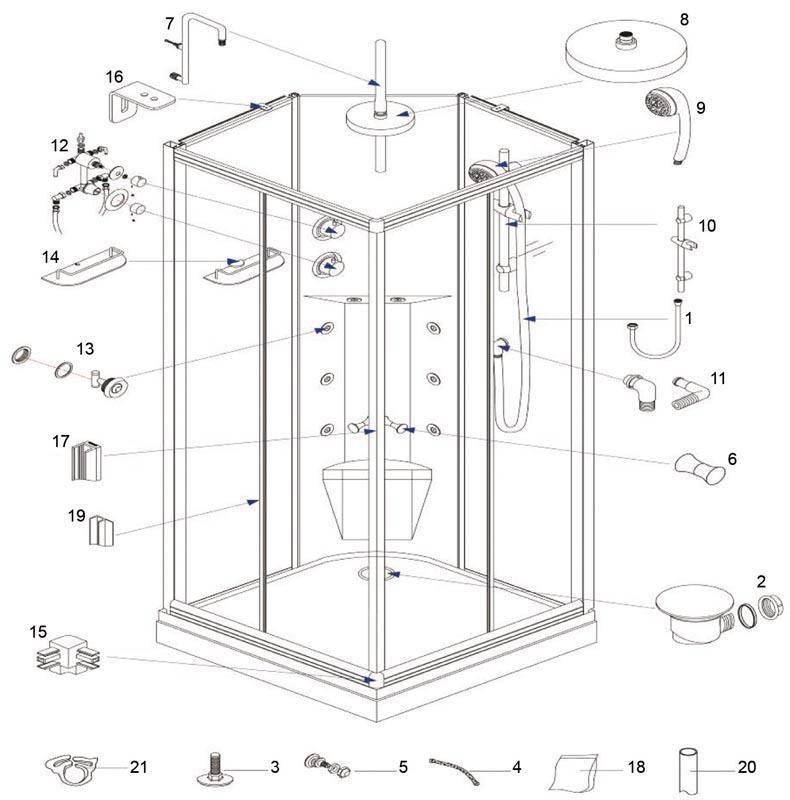 Etagère verre + jonc pour cabine Alterna Séducta