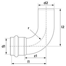 Coude 90° SP5001V cuivre, mâle-femelle à sertir D42 réf 5001VW42