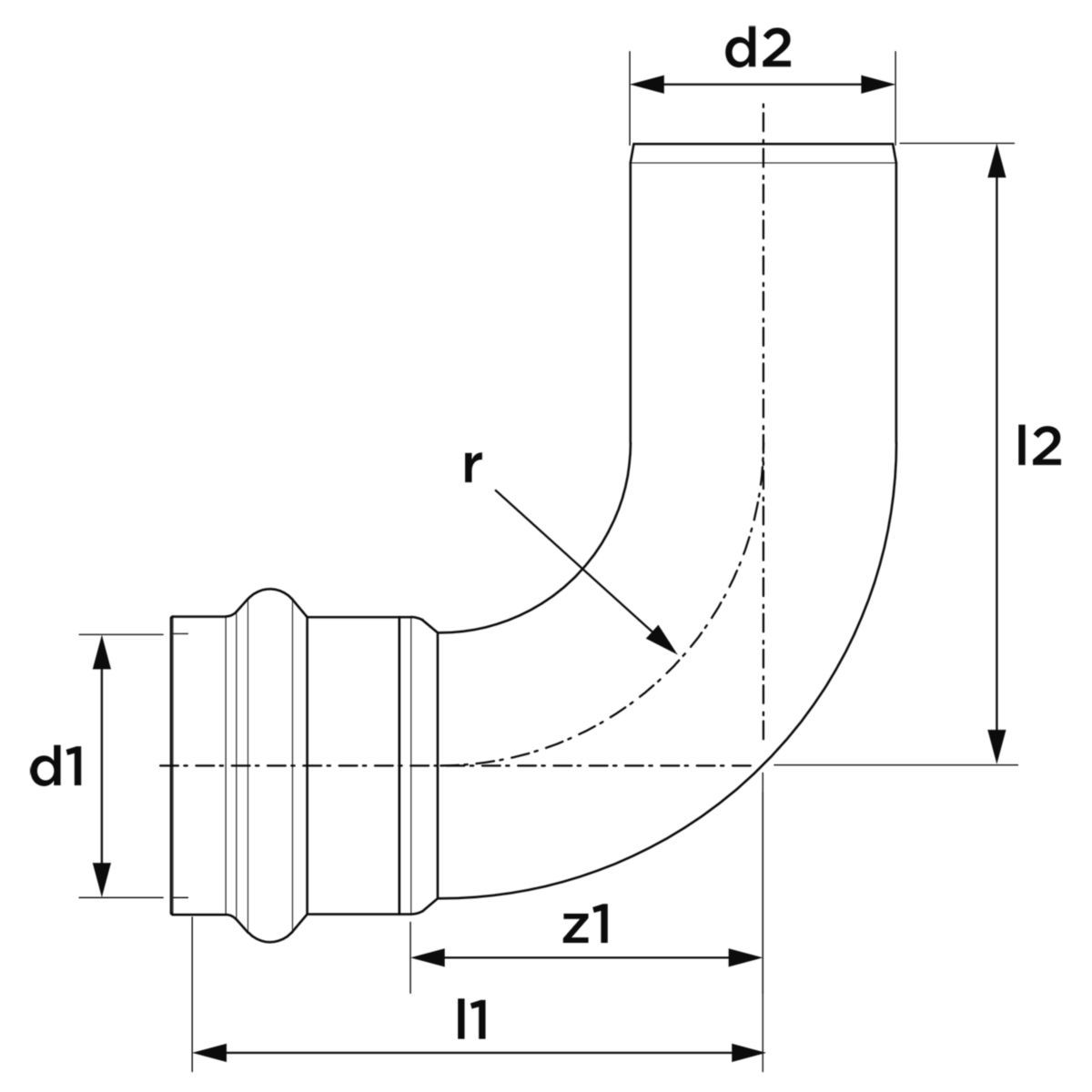 Coude 90° SP5001V cuivre, mâle-femelle à sertir D42 réf 5001VW42