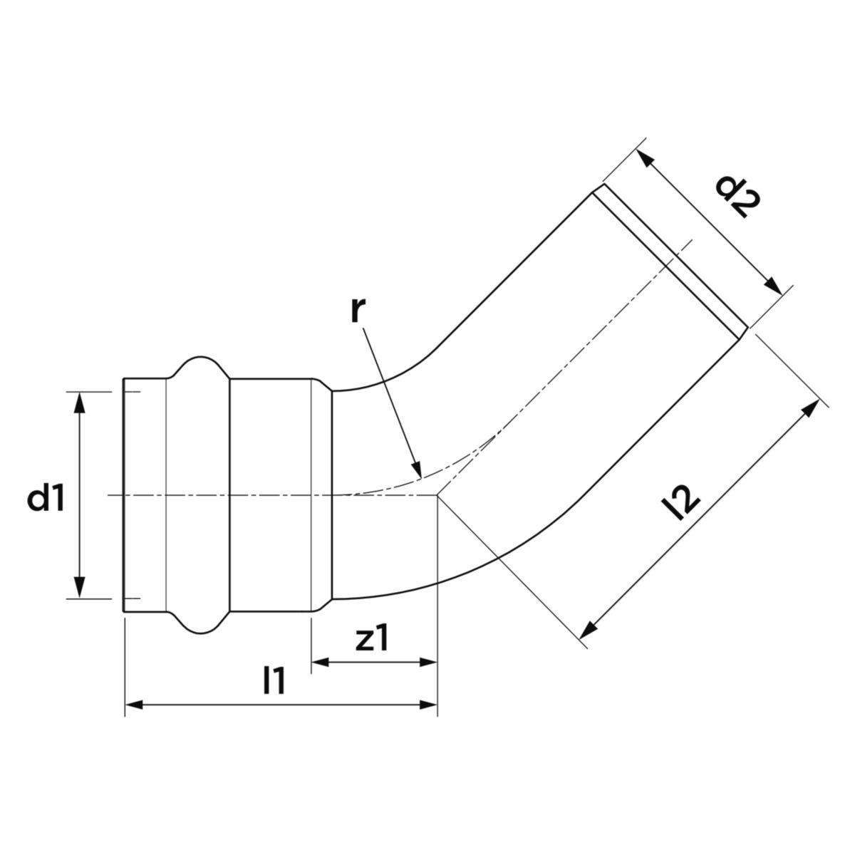 Coude 45° SP5040V cuivre, mâle-femelle à sertir D54 réf 5040VW54