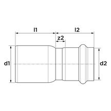 Réduction SP5243V à sertir pour tube cuivre pression, mâle-femelle D42-28 réf 6671051