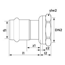 Raccord droit 2 pièces - Joint plat compteur plombable diamètre 28 x 6/20 Réf. 6675130