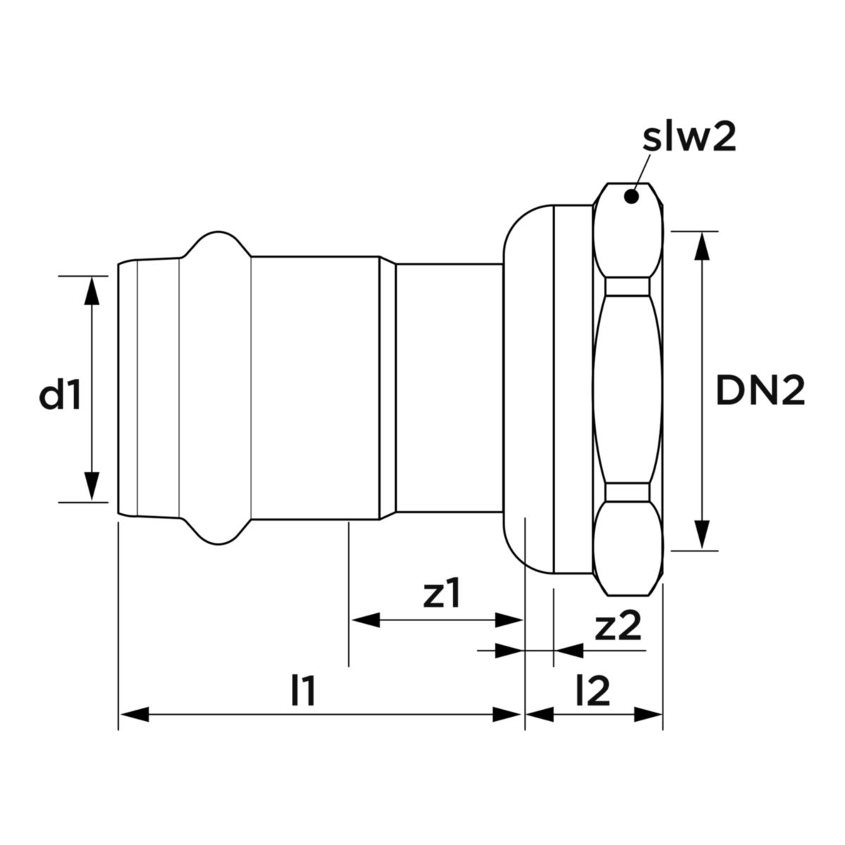 Raccord droit 2 pièces - Joint plat compteur plombable diamètre 28 x 6/20 Réf. 6675130