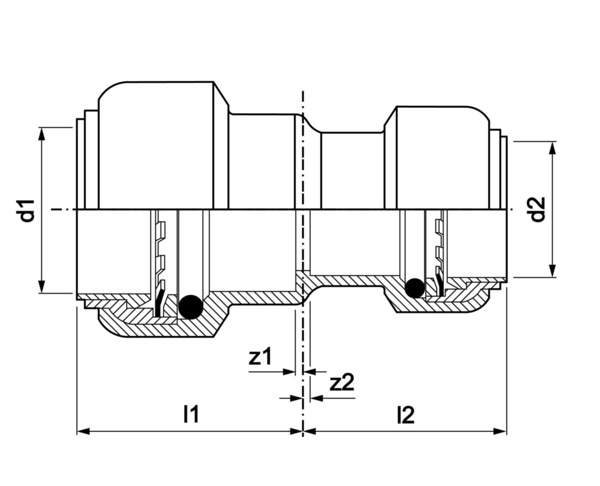 Manchon T240 réduit instantané tectite femelle-femelle D22-18 pour tubes cuivre, PER ou PB réf 4751109