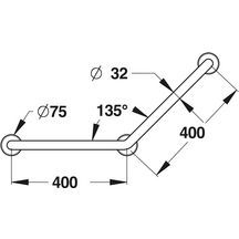 Barre d'appui coudée à 135, D 32 mm, acier finition époxy blanc réf. 60529