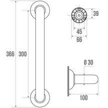 Barre appui L 30 cm D 30 mm époxy blanc réf. 049130