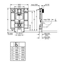 Bâti support RAPID SL pour WC avec éléments de fixation pour suppport-traverse et barres de relèvement réf. 39140000