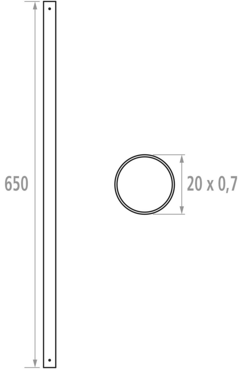 Porte-rideau droit 0,65 m d 20 réf. 004824