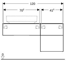 Meuble bas 120 cm pour vasque à poser Geberit VariForm, 3 tiroirs, Chêne