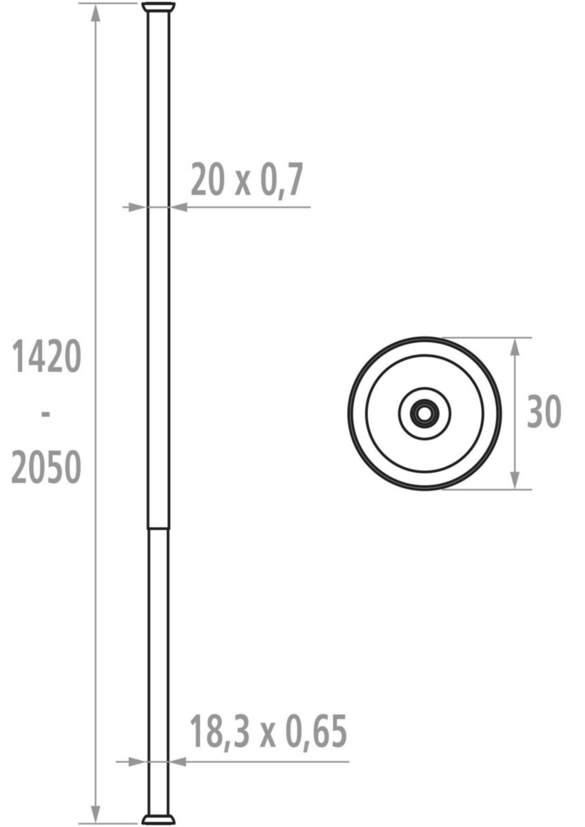 Porte-rideau droit extensible réf. 004923