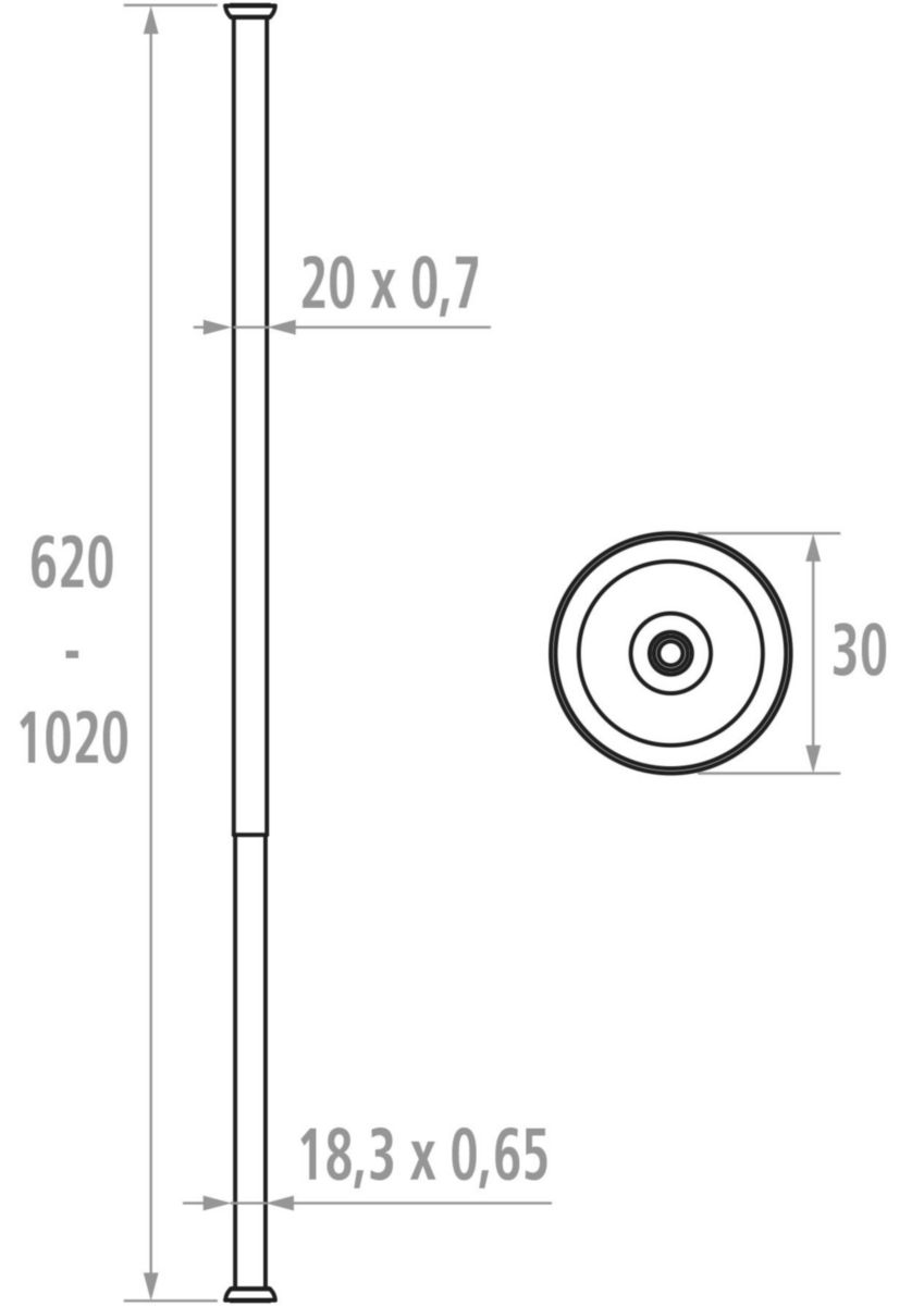 Porte-rideau droit extensible 544 réf. 004921