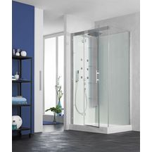 Cabine de douche HORIZON2 receveur bas ouverture pivotante 110 rectangulaire hydromassage couleur acier réf. CH139A12