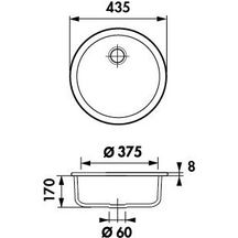 Evier 02 cuve ronde à encastrer D43,5cm en inox nid d'abeille réf. EV02 IND